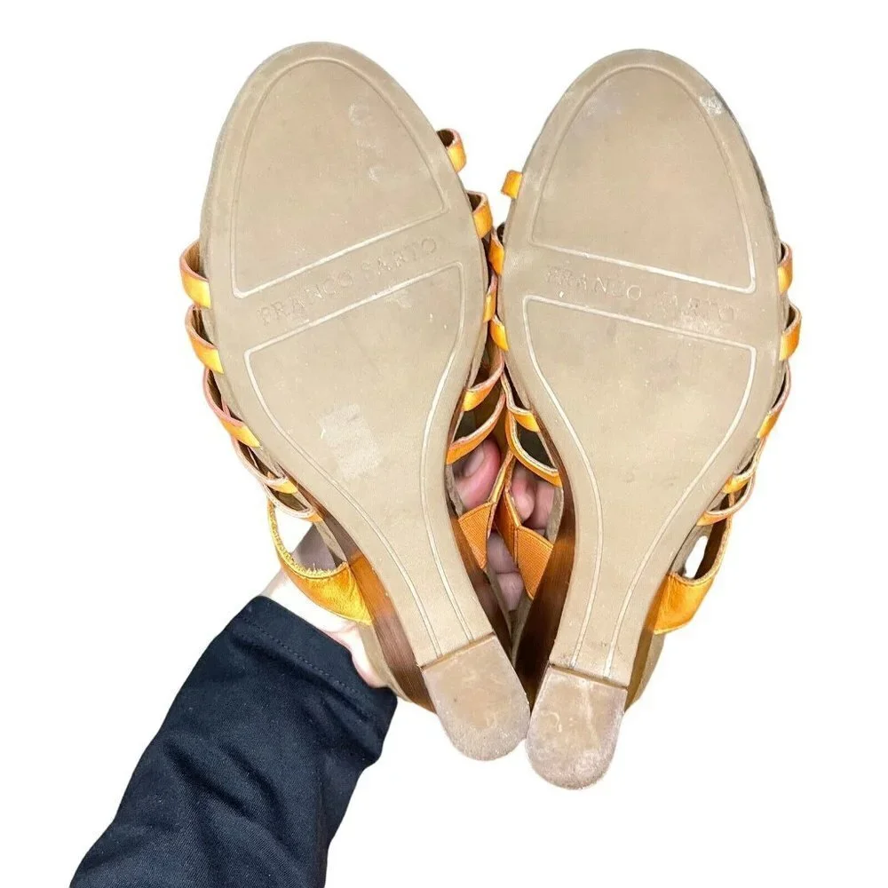 Franco Sarto Hillary Womens Shoes Size 8.5 Orange Sandal Wedges Leather‎ Heels